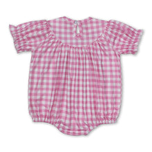 Load image into Gallery viewer, Short sleeves pink bow baby girls summer romper