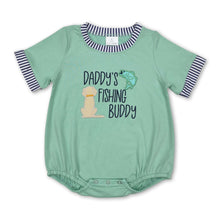Load image into Gallery viewer, Green short sleeves daddy's fishing buddy baby boy romper
