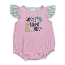 Load image into Gallery viewer, Flutter sleeves daddy's fishing buddy baby girl romper