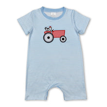 Load image into Gallery viewer, Short sleeves stripe chicken tractor baby boy farm romper