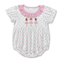 Load image into Gallery viewer, Pink polka dots short sleeves dance baby girls romper