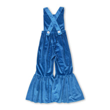 Load image into Gallery viewer, Straps blue dog velvet baby girls jumpsuit