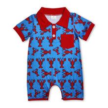 Load image into Gallery viewer, Red short sleeves crawfish baby boy polo romper