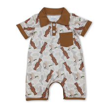 Load image into Gallery viewer, Short sleeves camo duck call baby boys polo romper
