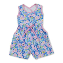 Load image into Gallery viewer, Sleeveless light blue floral baby girls summer jumpsuit