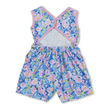 Load image into Gallery viewer, Sleeveless light blue floral baby girls summer jumpsuit