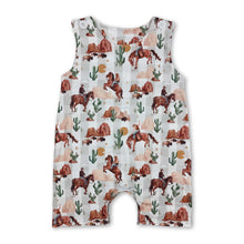 Load image into Gallery viewer, Sleeveless cows cactus western baby boy summer romper