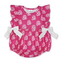 Load image into Gallery viewer, Ruffle hot pink B bow party baby girls romper