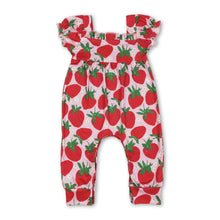 Load image into Gallery viewer, Short sleeves strawberry floral baby girls romper