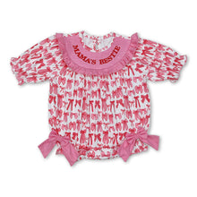 Load image into Gallery viewer, Short sleeves Mama's bestie smocked bow baby girls romper