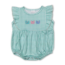Load image into Gallery viewer, Flutter sleeves plaid crab baby girls summer romper