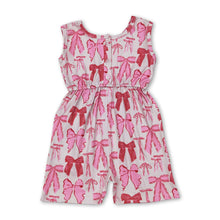 Load image into Gallery viewer, Pink short sleeves bow pocket girls summer jumpsuit