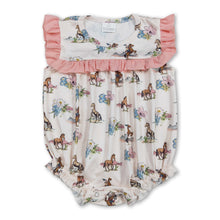 Load image into Gallery viewer, Ruffle horse rodeo western baby girls romper