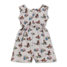 Load image into Gallery viewer, Sleeveless horse rodeo floral western girls jumpsuit