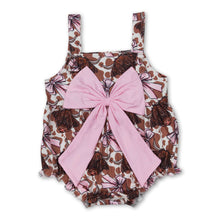 Load image into Gallery viewer, Straps highland cow pink bow western baby girls romper