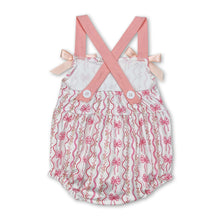 Load image into Gallery viewer, Pink straps bow floral baby girls summer romper