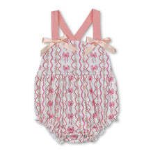 Load image into Gallery viewer, Pink straps bow floral baby girls summer romper