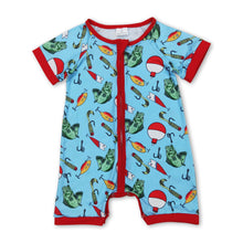 Load image into Gallery viewer, Short sleeves fishing baby boy zipper romper