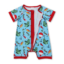 Load image into Gallery viewer, Short sleeves fishing baby boy zipper romper