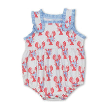 Load image into Gallery viewer, Sleeveless ruffle bow crawfish baby girls romper