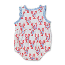 Load image into Gallery viewer, Sleeveless ruffle bow crawfish baby girls romper