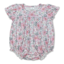 Load image into Gallery viewer, Short sleeves pink floral baby girls spring summer romper