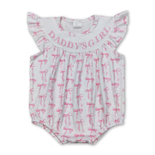Load image into Gallery viewer, Daddy's girl pink bow baby girls summer romper