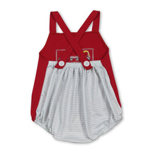 Load image into Gallery viewer, Red straps cars stripe baby boy summer romper