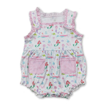 Load image into Gallery viewer, Sleeveless plaid pockets octopus fish turtle baby girls romper