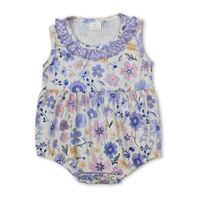 Load image into Gallery viewer, Sleeveless polka dots ruffle floral baby girls romper