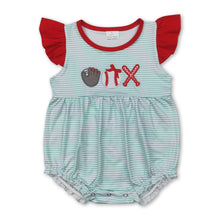 Load image into Gallery viewer, Flutter sleeves stripe baseball baby girls romper
