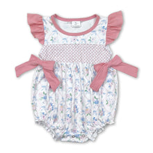 Load image into Gallery viewer, Flutter sleeves floral bow baby girls summer romper