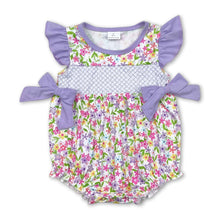 Load image into Gallery viewer, Flutter sleeves lavender floral baby girls summer romper