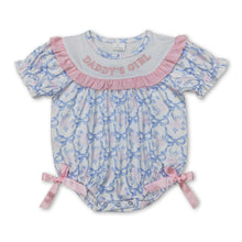 Load image into Gallery viewer, Short sleeves Daddy's girl floral bow baby girls romper