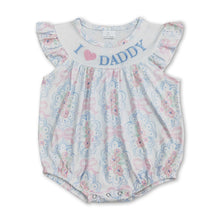 Load image into Gallery viewer, I love Daddy floral bow baby girls summer romper