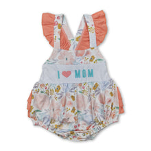 Load image into Gallery viewer, I love Mom floral ruffle baby girls summer romper