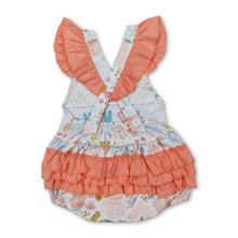 Load image into Gallery viewer, I love Mom floral ruffle baby girls summer romper