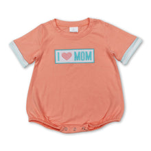 Load image into Gallery viewer, Short sleeves orange I love MOM baby boy romper