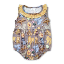 Load image into Gallery viewer, Yellow ruffle sleeveless bow bear baby girls romper