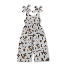 Load image into Gallery viewer, Straps cactus horse rodeo western kids girls jumpsuit
