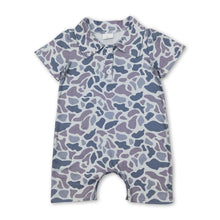 Load image into Gallery viewer, Short sleeves grey camo baby boys polo romper