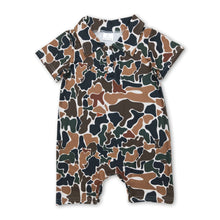 Load image into Gallery viewer, Short sleeves brown camo baby boys polo romper