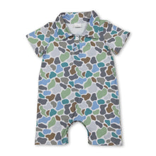 Load image into Gallery viewer, Short sleeves green camo baby boys polo romper