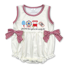 Load image into Gallery viewer, Sleeveless ferris wheel plaid bow baby girls romper