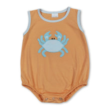 Load image into Gallery viewer, Sleeveless stripe crab baby girls summer romper