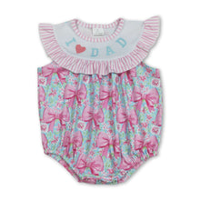 Load image into Gallery viewer, I love dad pink bow floral baby girls romper