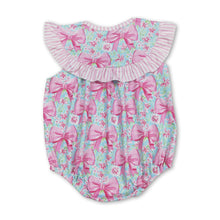 Load image into Gallery viewer, I love dad pink bow floral baby girls romper