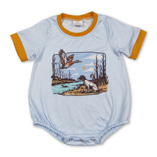 Load image into Gallery viewer, Short sleeves light blue dog duck baby boy romper