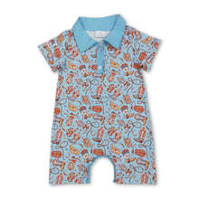 Load image into Gallery viewer, Short sleeves boots hat western boy polo romper