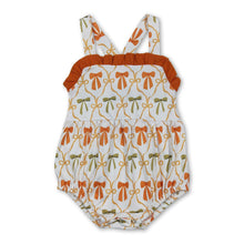 Load image into Gallery viewer, Orange ruffle straps baby girls fall romper